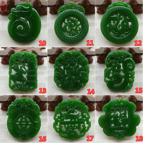 新疆外蒙料碧玉镂空挂件和田玉新坑碧玉仿古寿牌仿吊坠