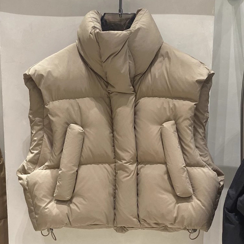 英国topwhit羽绒棉服马甲女短款百搭棉服坎肩冬季无袖背心马夹