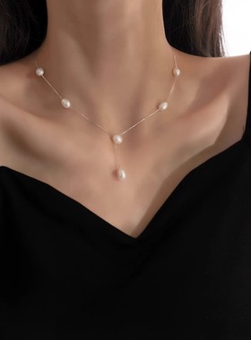 法国capinkofin新款法式优雅淡水珍珠项链锁骨链耳环女耳饰