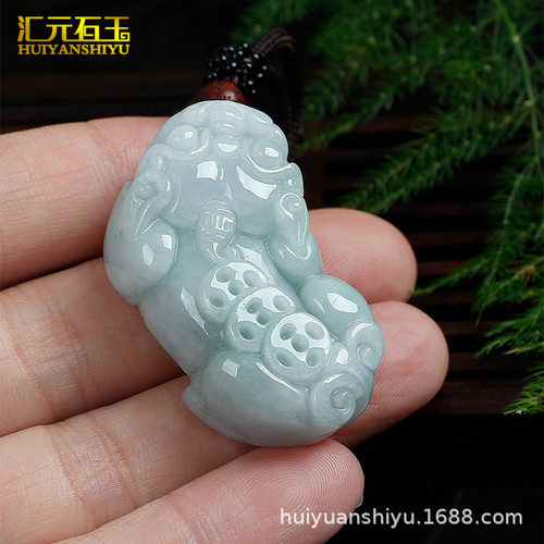 翡翠三钱貔貅吊坠缅甸翠玉a货男女款玉石玉器背钱玉坠挂件