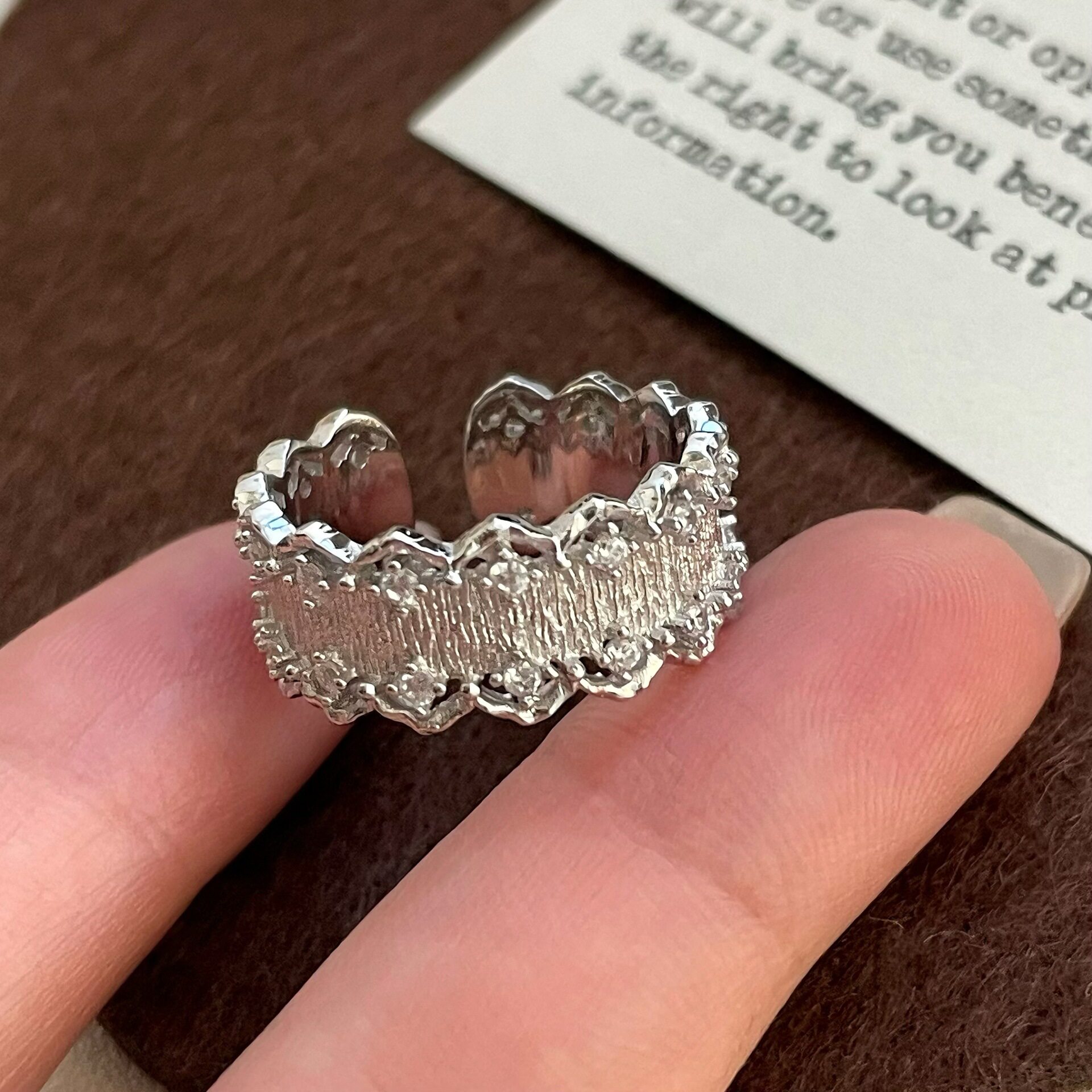 法国capinkofins925银蕾丝花边拉丝戒指轻奢中古vinta