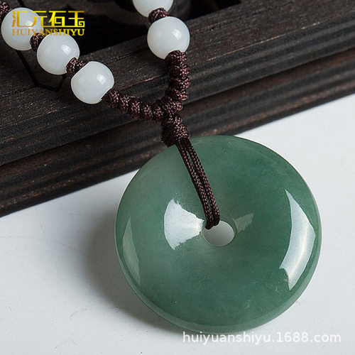 a货缅甸玉石平安扣a货翡翠油青平安扣翠玉玉器吊坠挂件玉扣