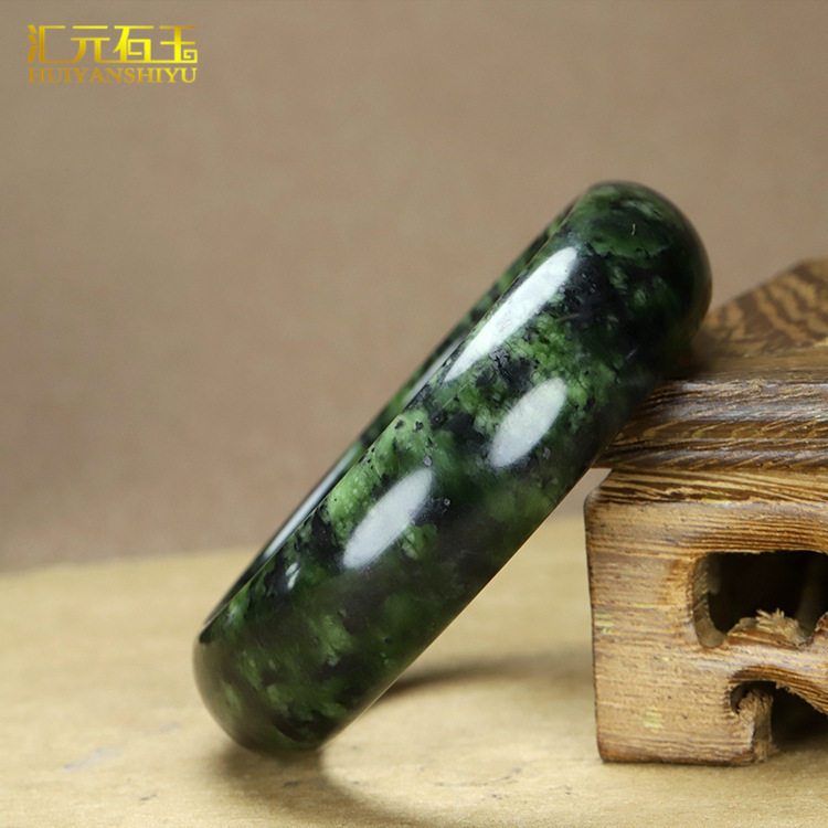 西藏玉药王石手镯墨绿玉橄榄绿陨石玉镯玉石玉器镯子