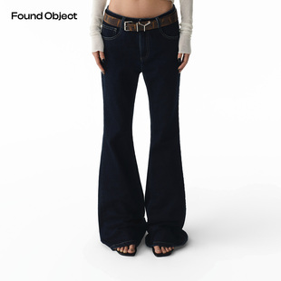 Found Object低腰水洗深蓝微喇牛仔裤Indigo Architectural Flare