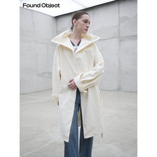 Found Object 铝丝宽领造型系带风衣外套Mittellanger Trenchcoat