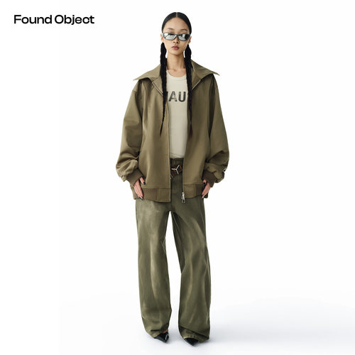Found Object 原创设计缎光结构感冲锋夹克外套 Satin Zip Jacket