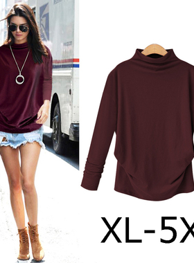 fat women plus size winter t-shirt long sleeve blouse top 4X