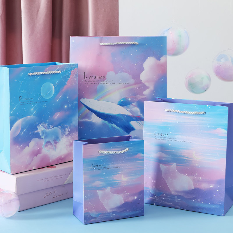 3个装ins风礼品袋礼物盒纸袋子生日手提袋节日送礼伴手礼品包装袋