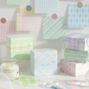 超厚清新简约格子便签纸实惠好用无粘性可撕手账纸方格便签本ins风素材纸草稿纸学生日常随身备忘录记事纸本