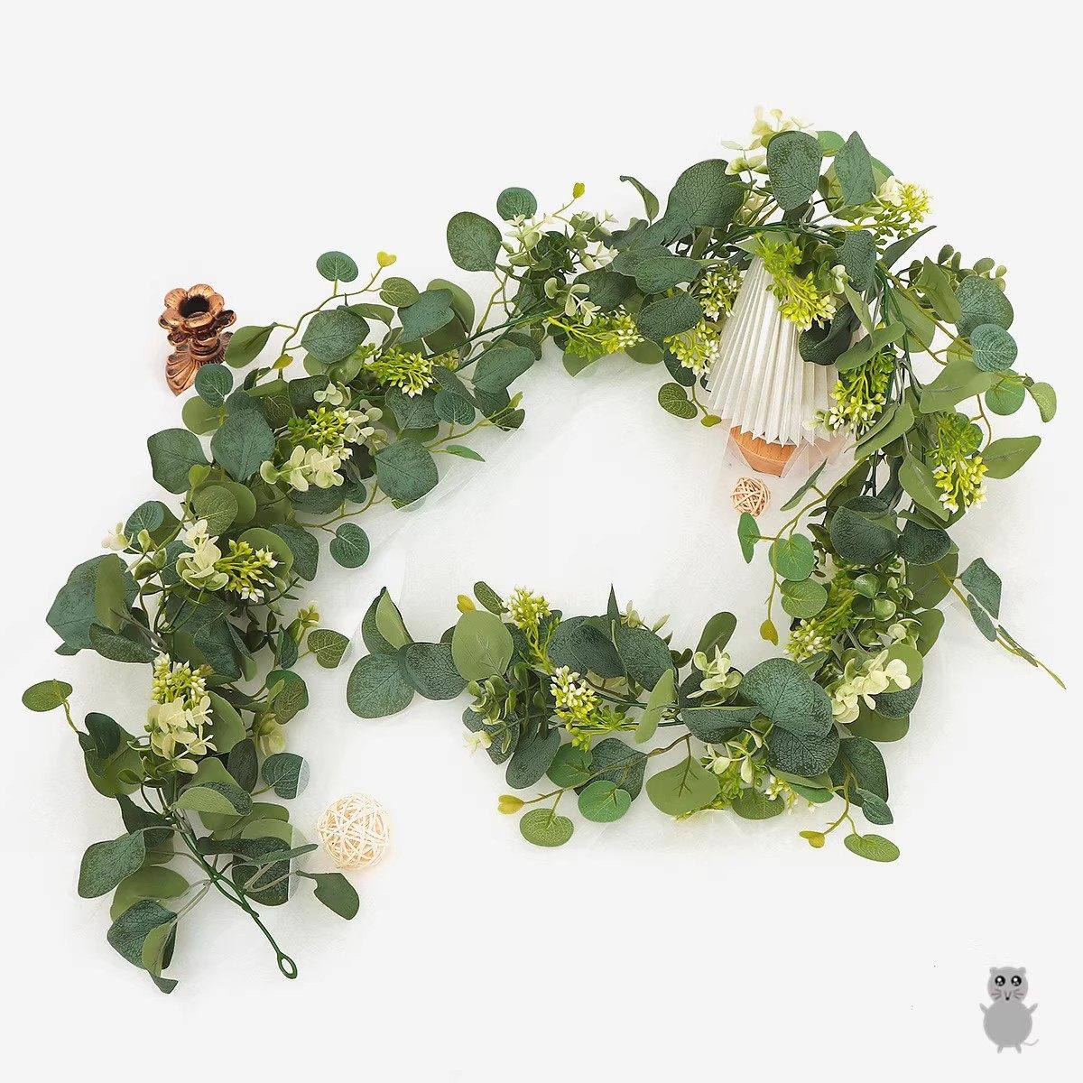 墙面挂饰仿真绿植尤加利藤条家居装饰空调管子遮丑藤蔓绿色植物