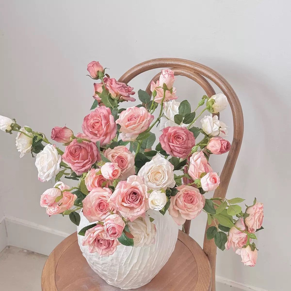 法式焦边仿真玫瑰花油画牡丹花假花干花复古客厅餐桌花装饰花插花图片