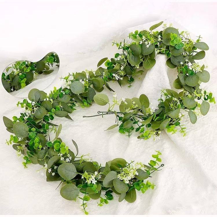 新款仿真尤加利藤条假花桉树叶藤蔓墙面装饰遮挡管道遮丑绿植装饰,家居饰品,壁饰,淘宝优惠券,粉丝福利购,淘宝优惠卷