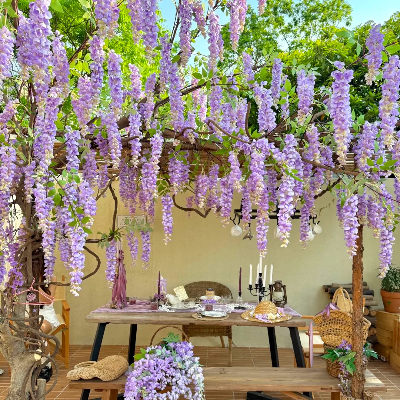 香芋紫仿真紫藤花串 商铺橱窗装饰花艺 走廊垂挂氛围感假花藤