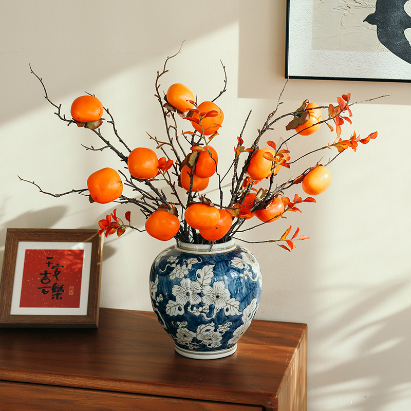 柿柿如意彷真花柿子摆件果实树枝客厅假花装饰干燥假柿子插瓶摆件,家居饰品,干花/花瓣/干花包/干树枝,淘宝优惠券,粉丝福利购,淘宝优惠卷