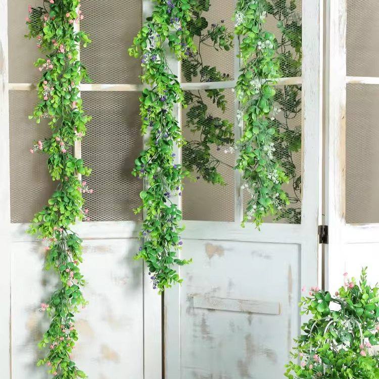 仿真绿色尤加利藤条绿植物树叶管道吊顶绿叶缠绕装饰花藤网红藤蔓