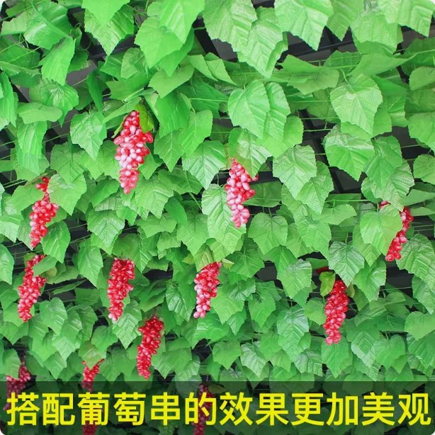 仿真葡萄藤装饰室内外绿色叶子造型吊顶阳光房遮挡水管缠绕藤条花