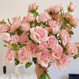 手捧花焦边玫瑰仿真花高级感逼真假花花束摆件客厅插花干花装饰花