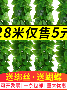 仿真假绿叶藤条花装饰树叶电线美化空调暖气管道水管遮挡室内塑料