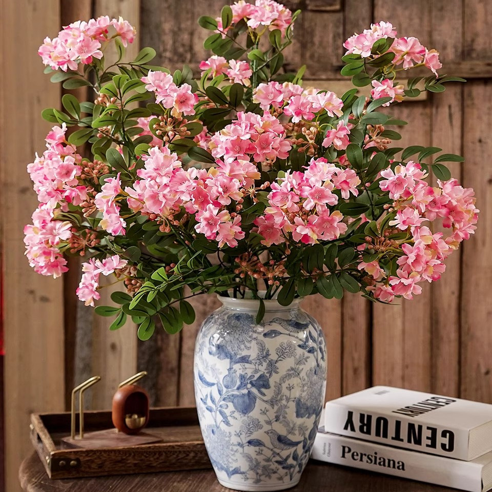 高档含笑花仿真花客厅餐桌绢花塑料假花摆件装饰花艺干花插花摆设