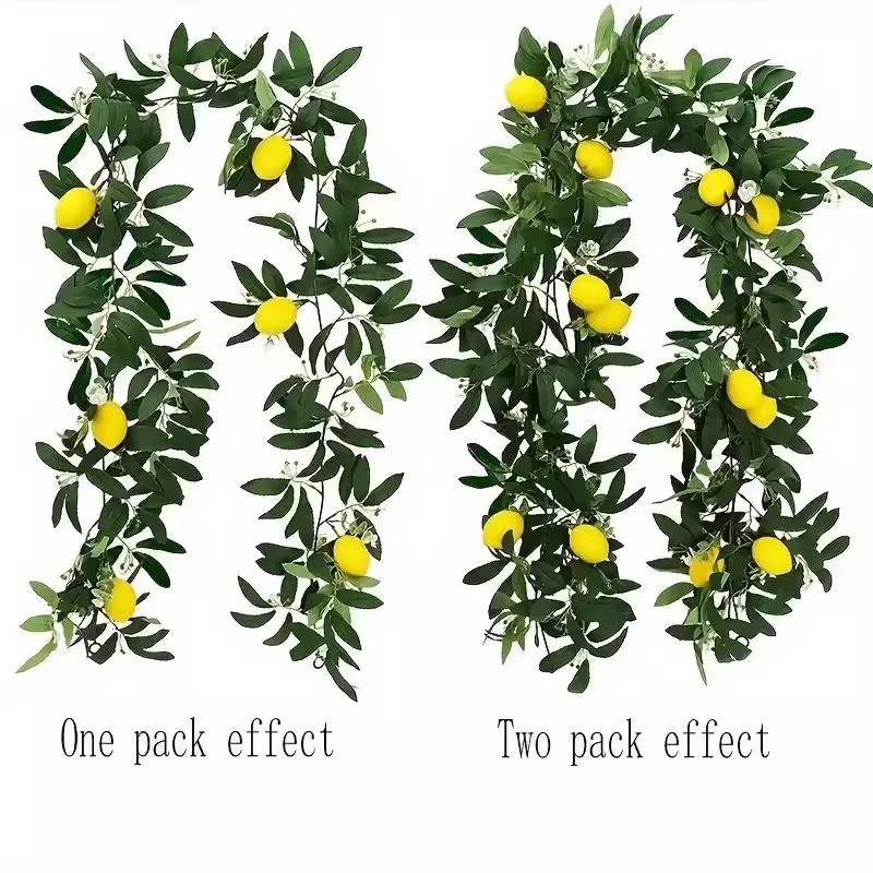 墙面挂饰仿真柠檬藤条加密绿植墙壁装饰人造藤蔓餐桌气氛布置假花