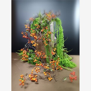 山归来红果藤蔓挂壁挂瓶高档家居工程花艺花材仿真饰品藤条