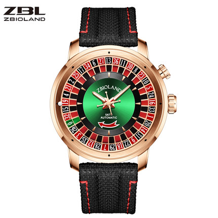 珍宝莱ZBIOLAND-ZBL1013转盘系列赌盘概念机械手表男士防水腕表