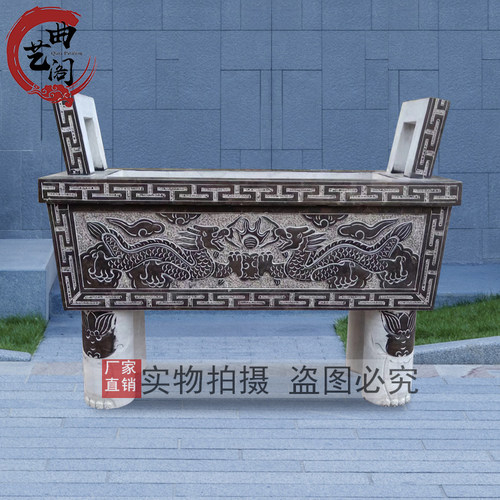 石雕香炉石头炉户外香炉圆鼎炉