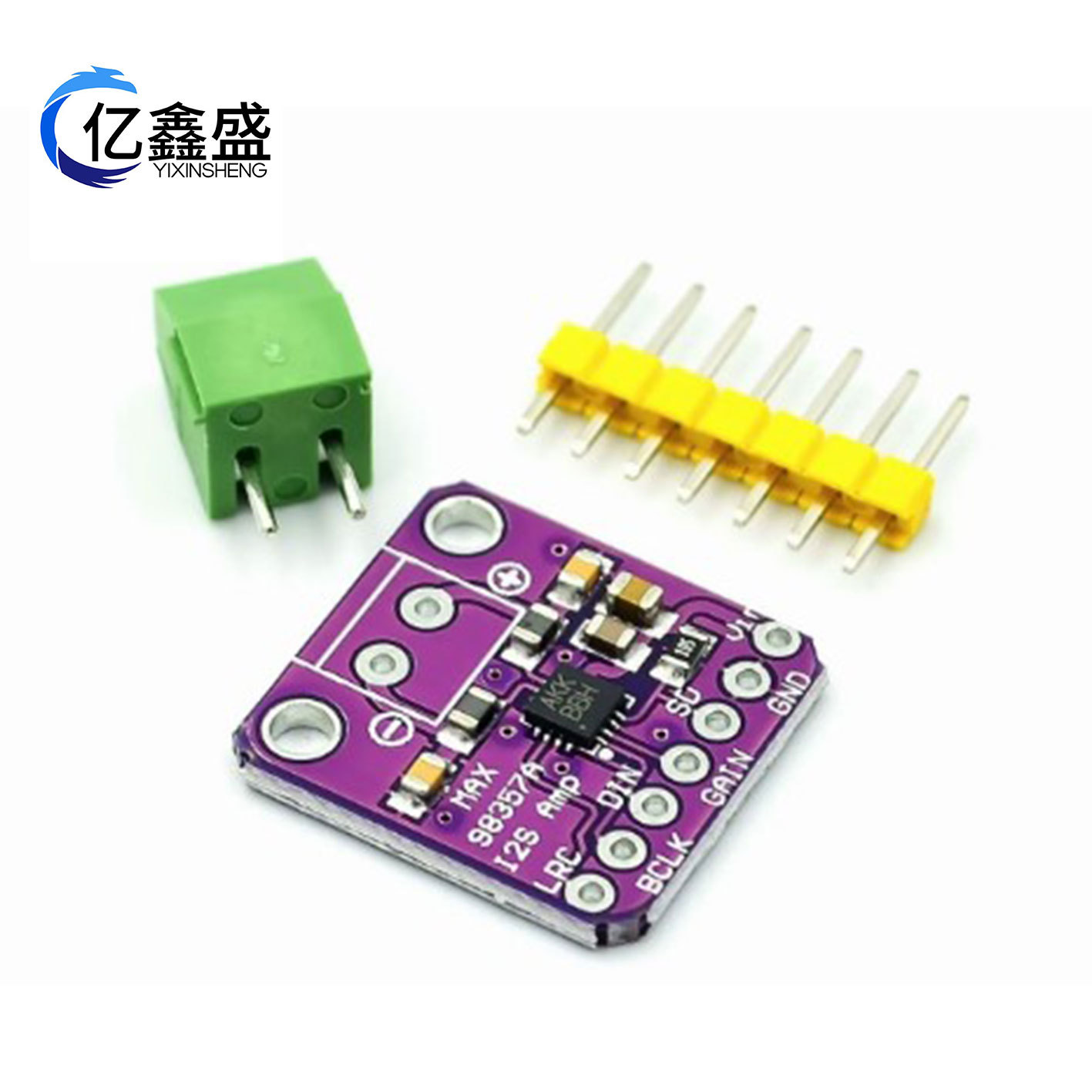 MAX98357 I2S 音频放大器模块 无滤波D类放大 支持ESP32 树莓pi