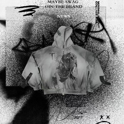 MAYBESWAG原创限量99件致敬TravisScott潮流hiphop说唱拉链卫衣薄