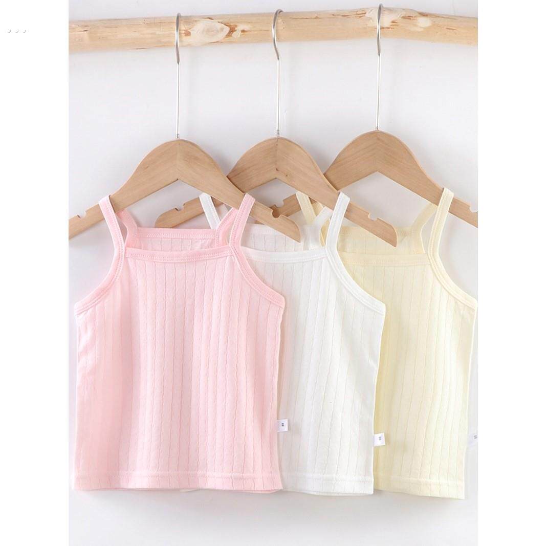 无骨女童吊带背心2件 抽针宝宝纯棉薄款家居护肚打底儿童睡衣夏季
