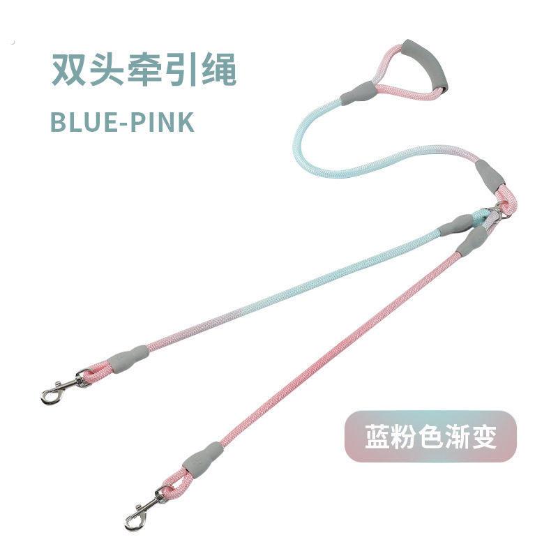 一拖二牵引绳防缠绕狗狗牵引绳遛狗绳子两只狗双狗炼子双头牵狗绳