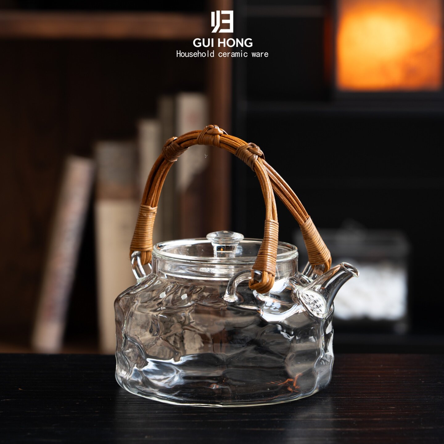 归鸿高硼硅玻璃锤纹茶壶藤编提梁耐热煮茶器家用功夫茶具泡茶壶