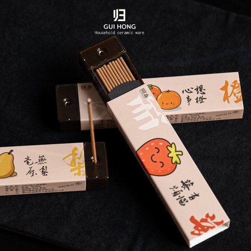 归鸿水果味卡通线香盒装香薰家用香熏线香插香底座创意香薰用品