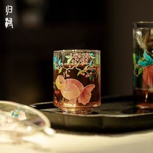 归鸿 女士个人专用精致主人杯2025新款高端玻璃茶杯手绘樱桃兰寿