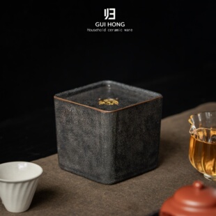 归鸿纯铜建水茶桌废水盂办公台茶海家用茶渣桶铜茶水分离水缸