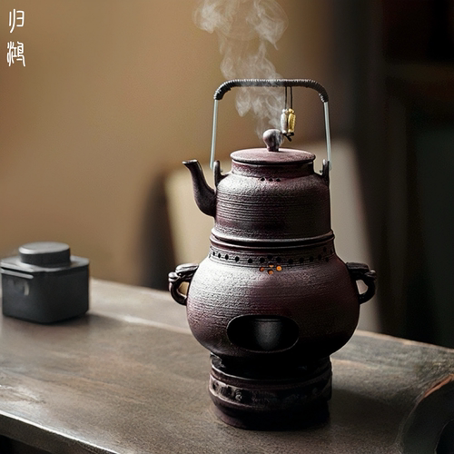 归鸿提梁壶温茶套装创意绳编双鱼平桥温茶炉复古日式蜡烛炉暧茶器