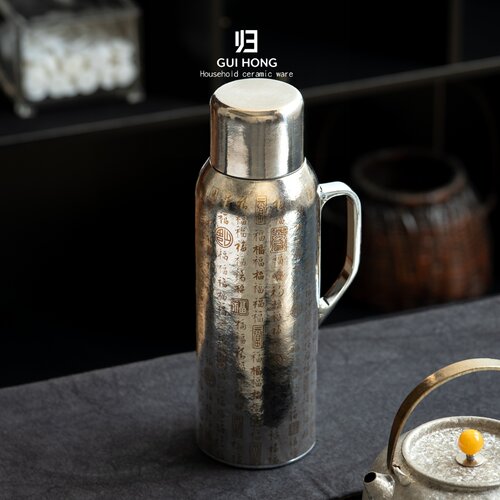 归鸿纯钛保温焖茶壶集瑞百福抑菌家用办公户外便携大容量焖茶神器