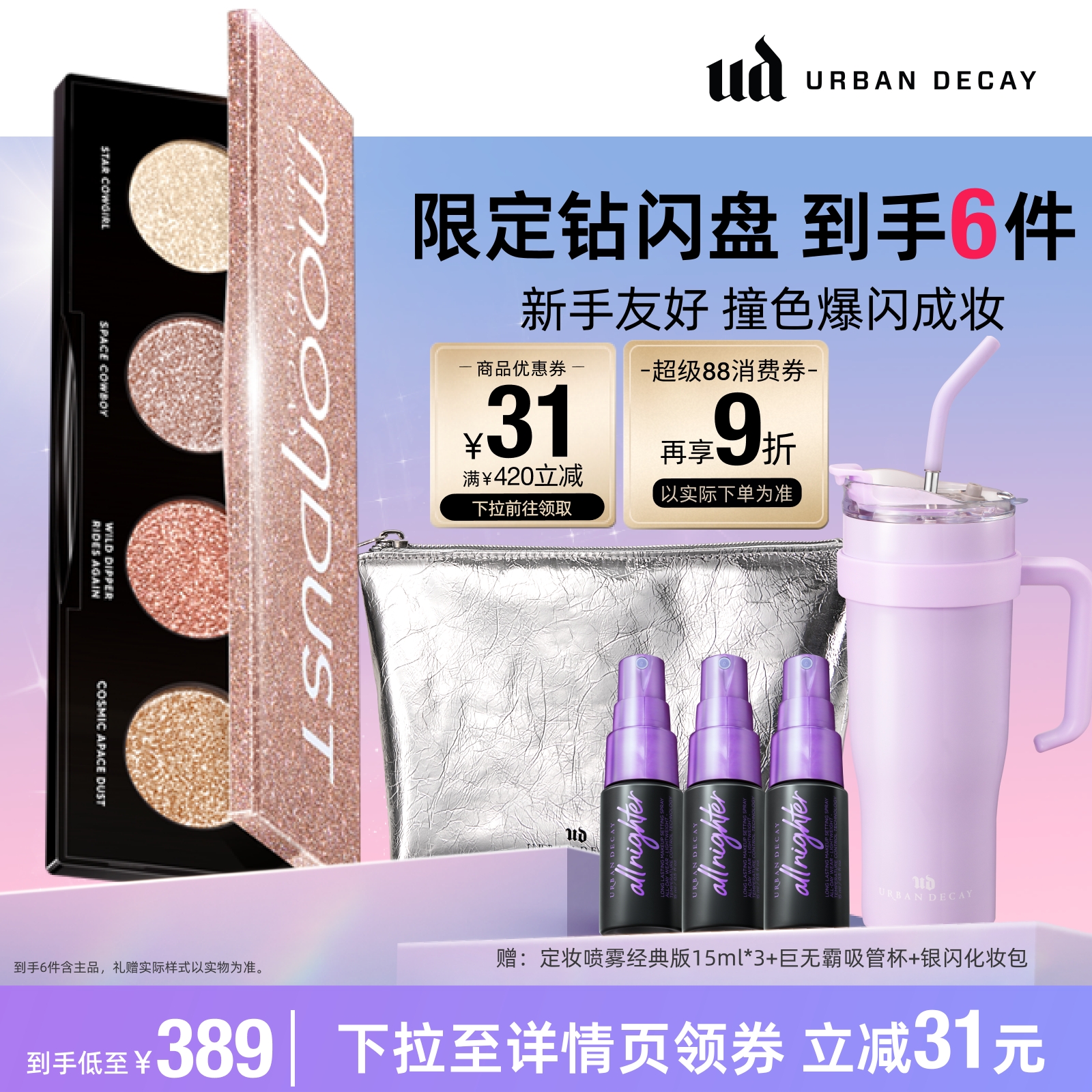 【达人专属】UrbanDecay衰败城市ud牛郎四色眼影牛郎珠光高光圣诞