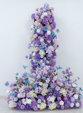 紫色仿真花瀑布花墙花艺网红场景打卡拍照道具直播间背景装饰假花