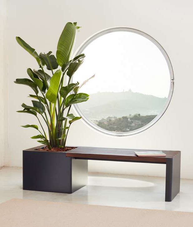 商场休闲椅坐凳座椅户外铁艺花箱花盆花架长凳户外庭院设计布置