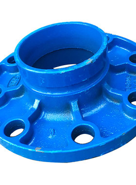 蓝色沟槽转换法兰沟槽卡箍变接法兰接头管卡给水消防钢管法兰配件