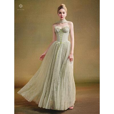 甜心褶皱长连衣裙定制