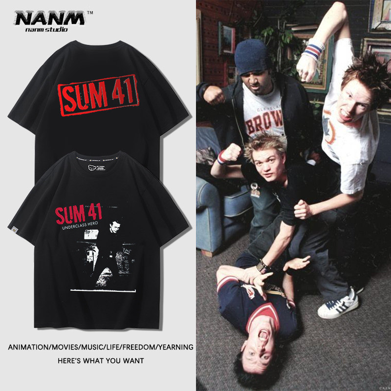 sum41魔数41乐队短袖男夏季加拿大流行朋克乐印花oversize半截袖