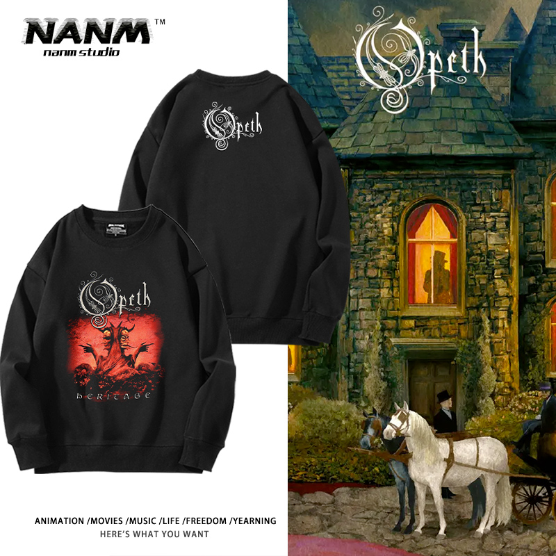 Opeth月亮之城前卫金属乐队周边圆领卫衣男女秋冬加绒上衣服潮