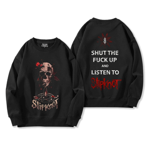 SLIPKNOT活结乐队圆领卫衣男秋冬金属摇滚朋克风印花加绒长袖上衣