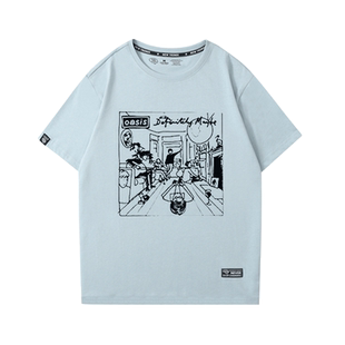 oasis绿洲乐队T恤男女情侣装春夏新款纯棉高街休闲宽松百搭短袖潮