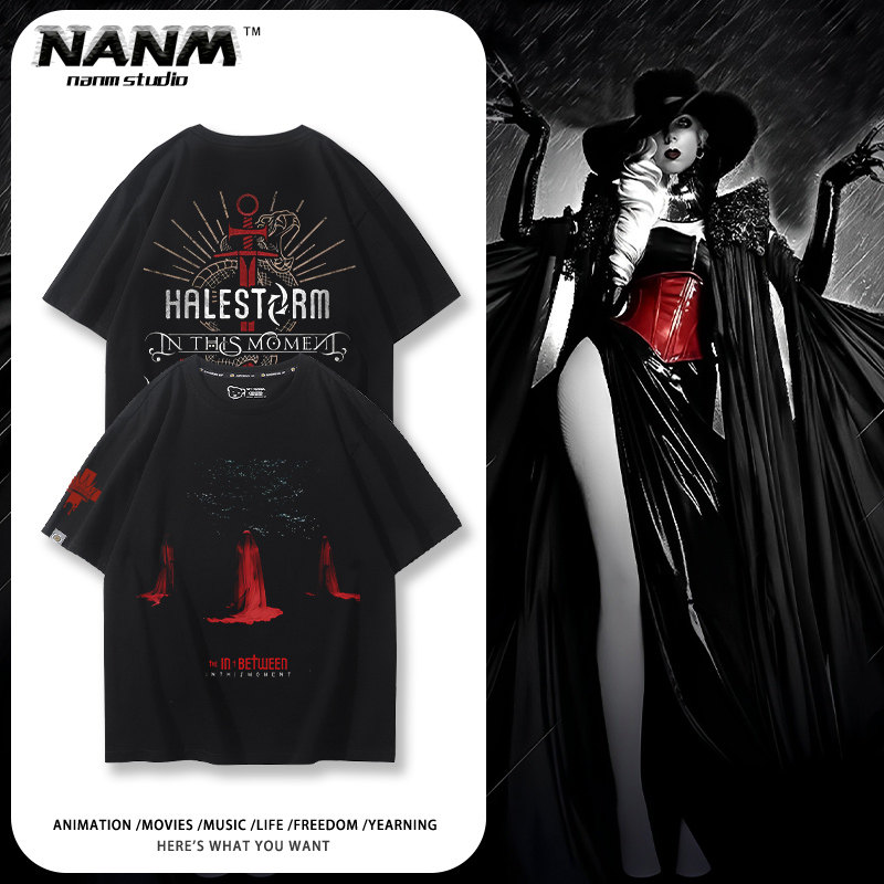 美国IN THIS MOMENT乐队短袖男夏季魔时魅影暗黑摇滚复古休闲T恤