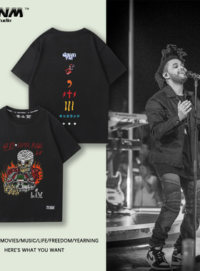 The Weeknd威肯盆栽哥t恤短袖男生夏说唱嘻哈摇滚乐队vintage半袖