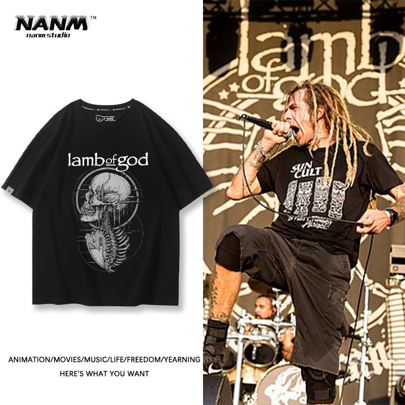 lamb of god上帝的羔羊乐队短袖t恤男女夏季欧美摇滚金属朋克半袖