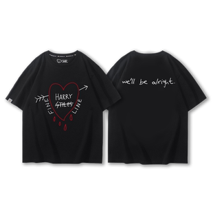 Harry Styles哈里·斯泰尔斯短袖T恤男夏季街头休闲简约印花上衣